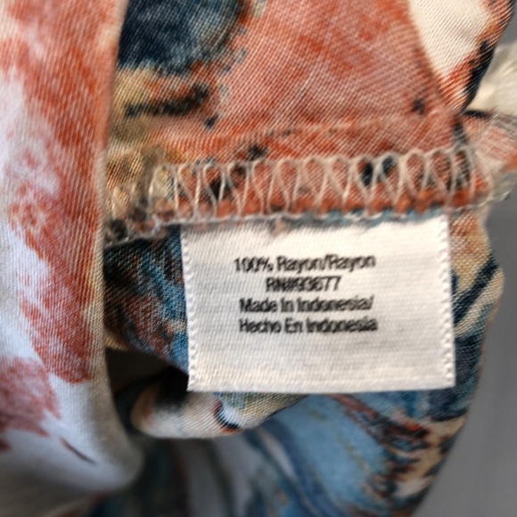 A.N.A Teal Rust Mustard Green Cream Blouse, Size M - Picture 3 of 3